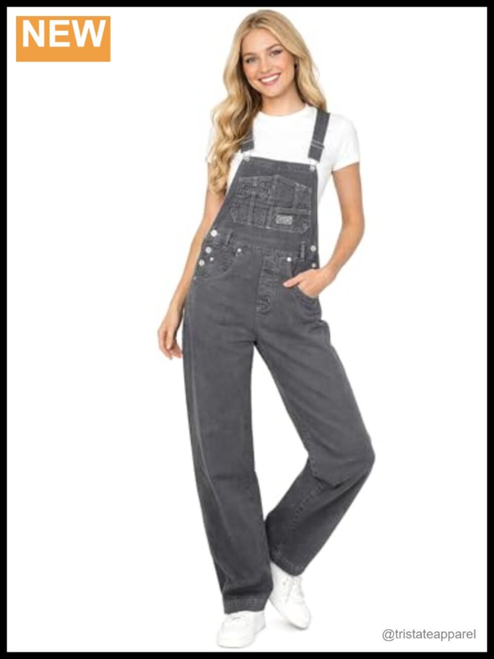 Vintage Wash Twill Overalls Utility Retro Fit Cotton Wide Leg